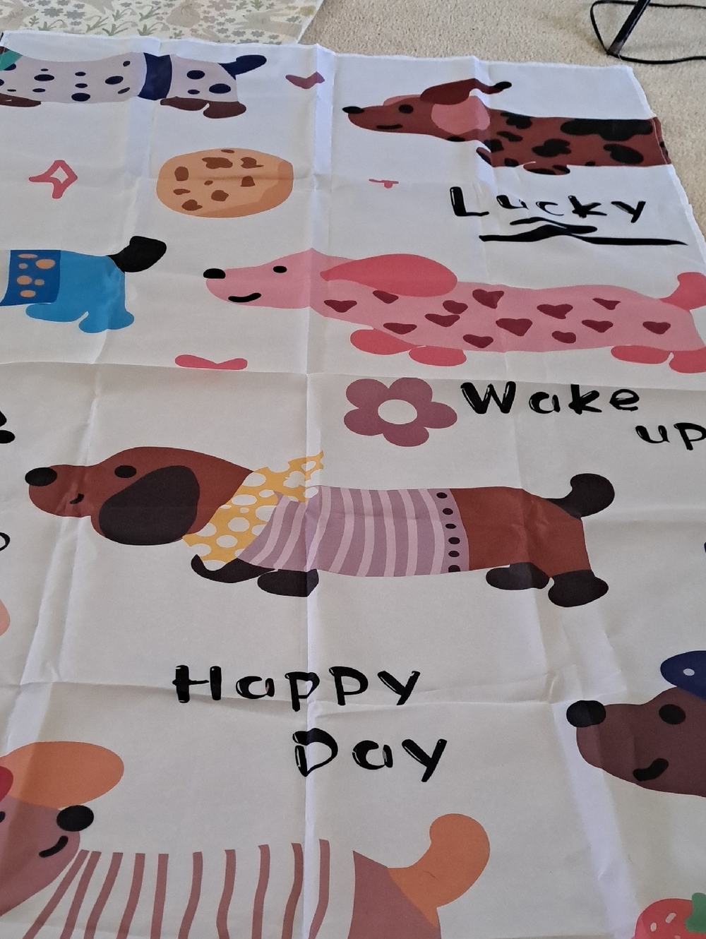 Cute Cartoon Dachshund Tablecloth, Wipe Off 35 X 56 - Picture 3 of 4